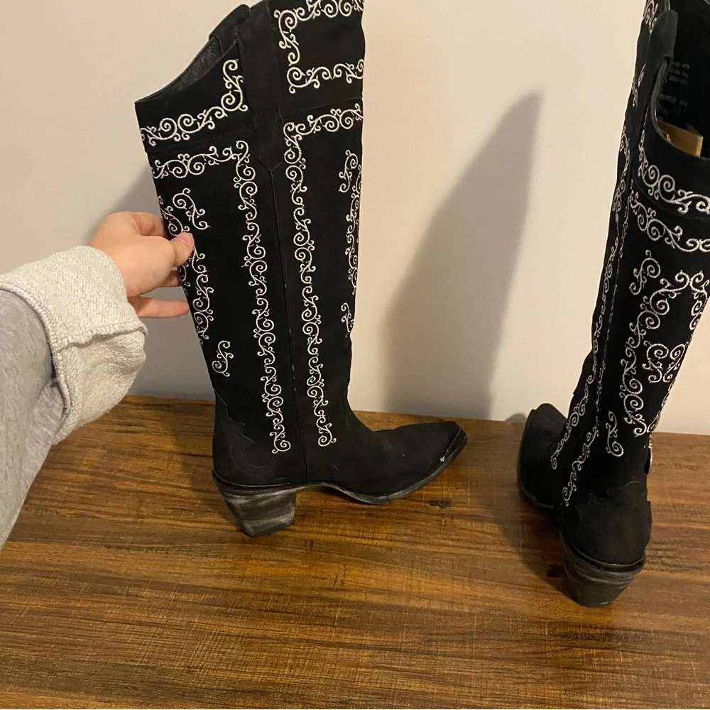 Dan Post Chain Reaction Black and White Leather Boots size 8